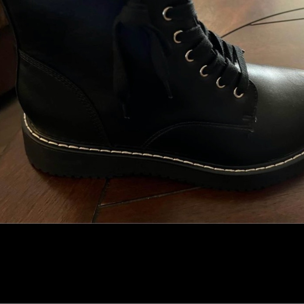 Madden Girl Kurrt Black Combat Boots Size 8 5